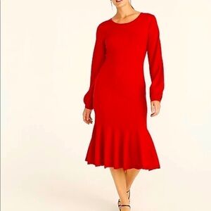 J.Crew Merino Wool Twist-Back Sweater-Dress in Red Color Size Medium
